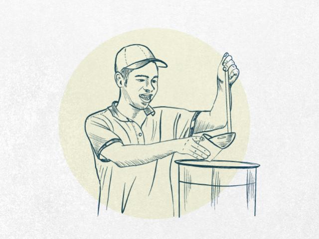 ilustración hombre emprendedor cocinando