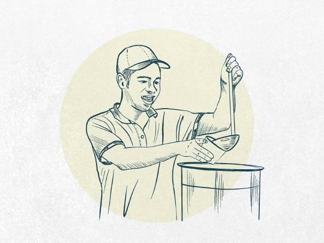 ilustración hombre emprendedor cocinando